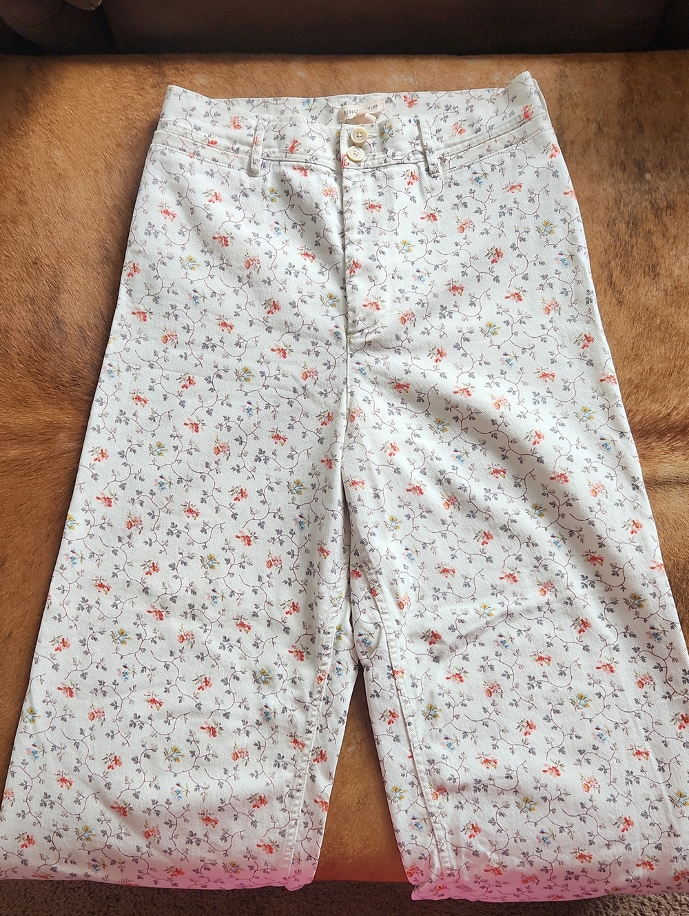 Rebecca Taylor Ditsy Floral Wide Leg Pant Size 30 10 Anthropologie Jean